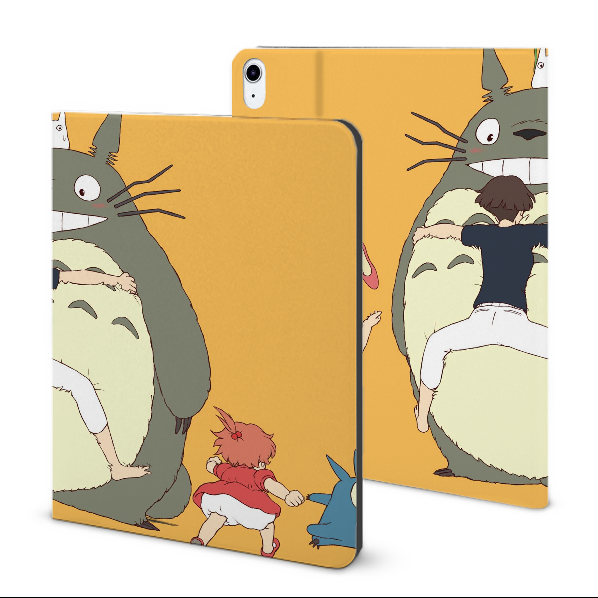 （画像用） となりのトトロ 草壁メイ 草壁サツキ My Neighbor Totoro Satsuki Kusakabe Mei Kusakabe IPad ケース ブック型 PUレザー TPU 耐衝撃 軽量 薄型 ペン収納なし 全面保護 IPad 各モデル対応